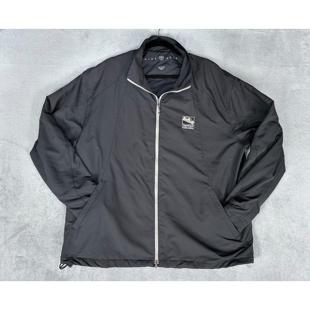 Nike Golf Jacket Men's XL INDY CAR Series Black Full Zip Windbreaker